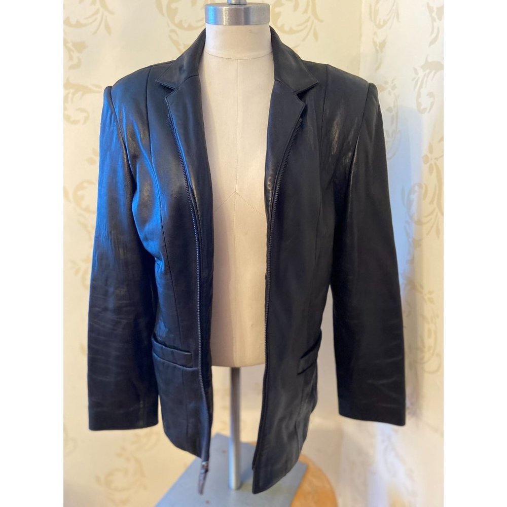 Jones New Yok Black Leather Jacket Ladies Medium